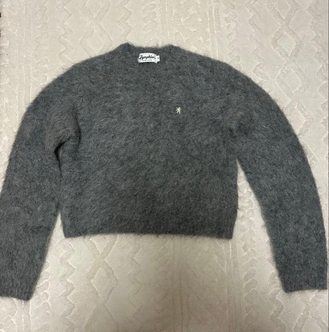 最終値下げ！ジムフレックスアルパカシャギーニット　12 GYMPHLEX（ジムフレックス） シャギーニット ロゴカーディガン