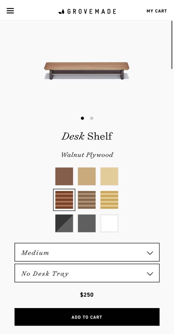 【未使用】GLOVEMADE デスクシェルフ Mサイズ【Walnut】 デスク収納をおしゃれにアップデート。Grovemade(グローブメイド)の