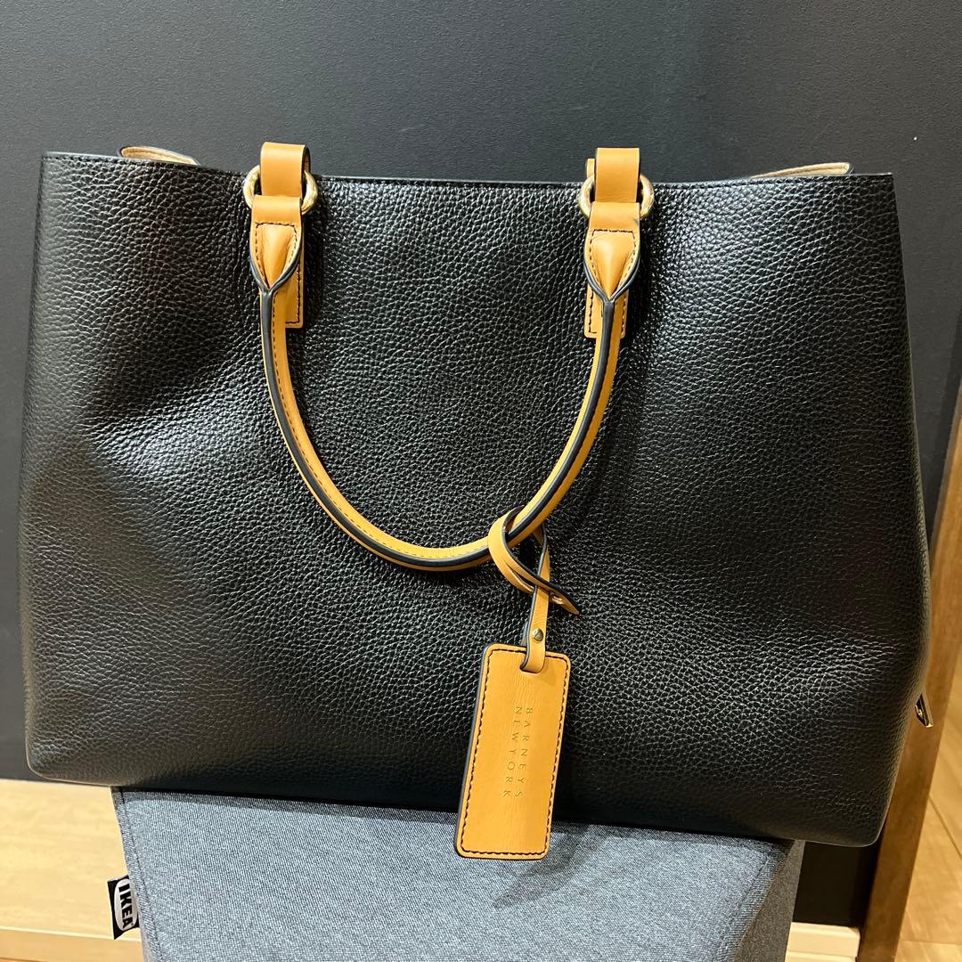 BARNEYS NEW YORK 黒レザートートバッグ レザートートバッグ（M）（2197852）｜BARNEYS NEW YORK(バーニーズ