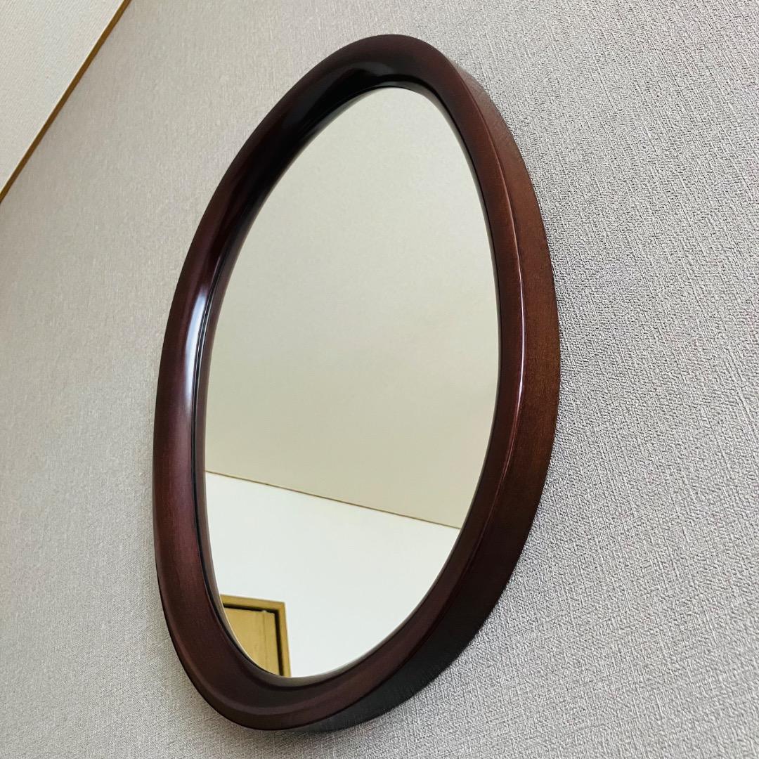 美品】壁掛け鏡 柳宗理 秋田木工 曲木鏡 小判 小 古代色 ジャパニーズ