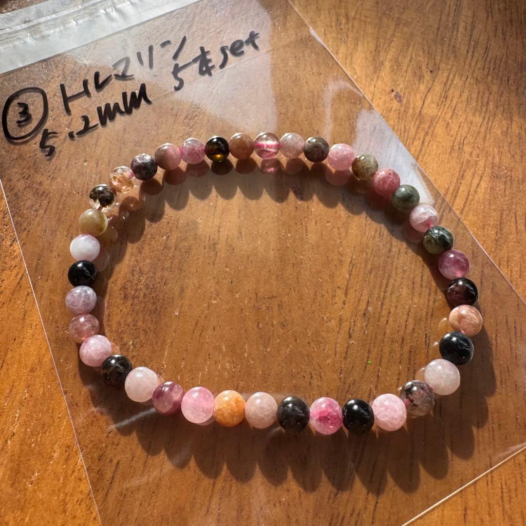 ①7〜7.6mm 天然石 ルチル　ブレスレット　5本セット