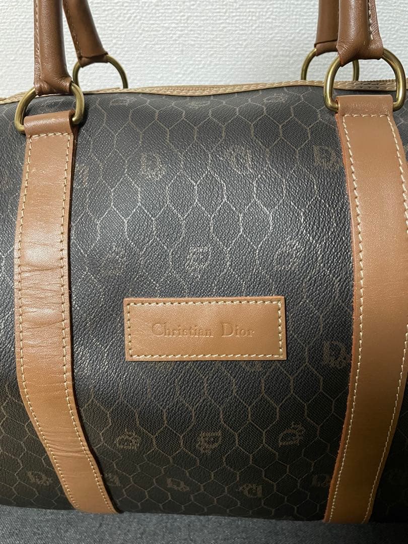 《美品》 Christian Dior ボストンバッグ ブラウン ハニカム 旅行