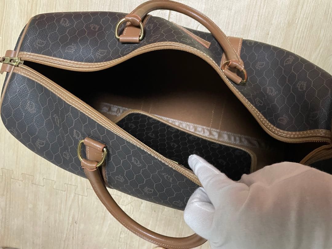 《美品》 Christian Dior ボストンバッグ ブラウン ハニカム 旅行