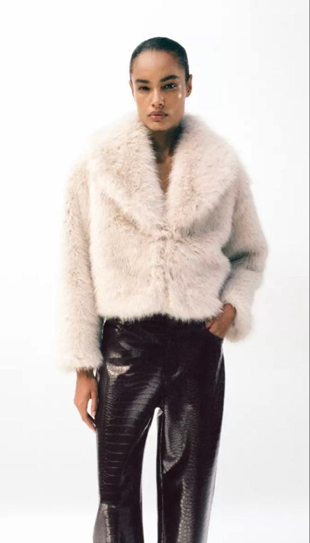 ZARA フェイクファーショートコート XS - メルカリ