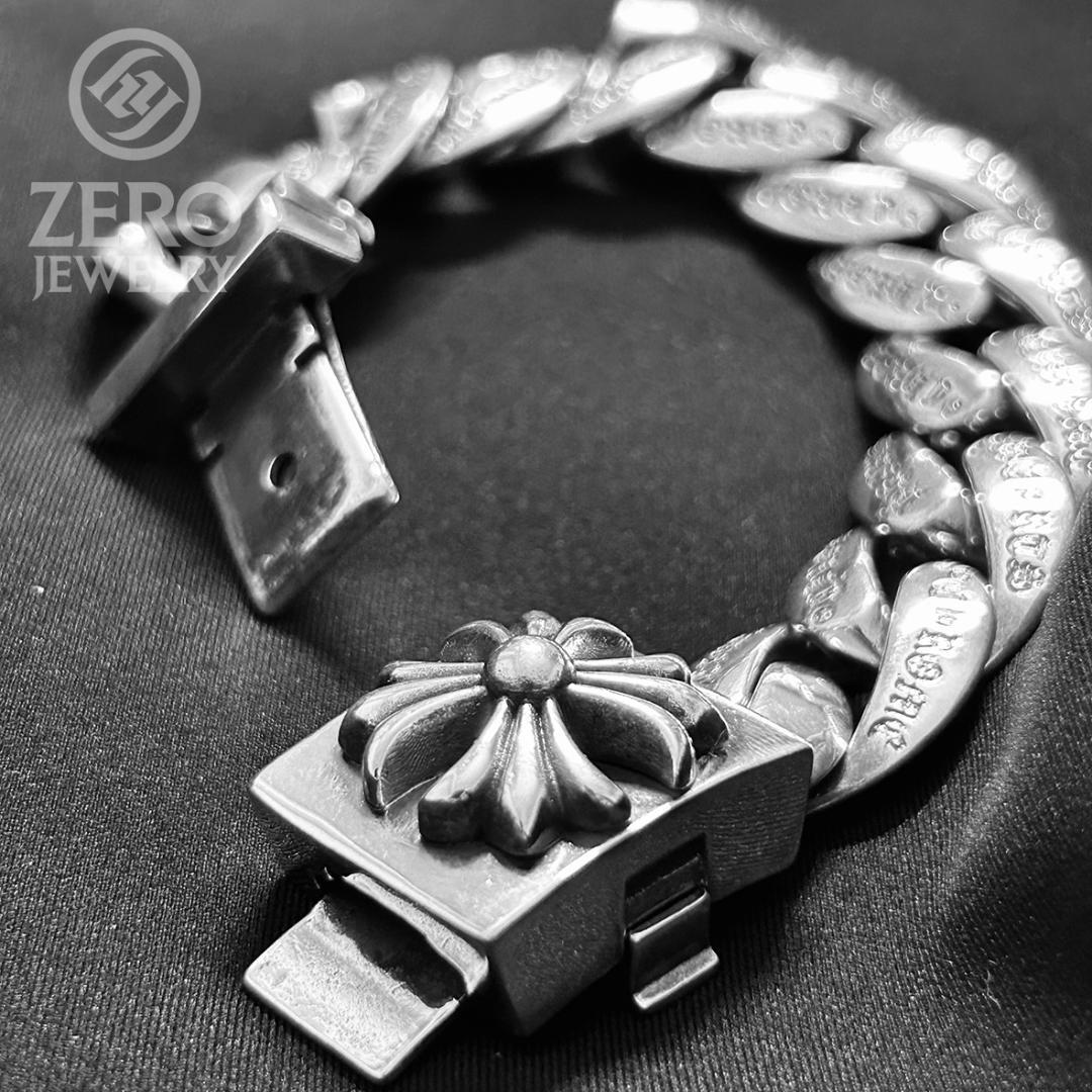 ⭐️即日発送⭐️925刻印】クロス極太ブレスレット 11リンク Wロック