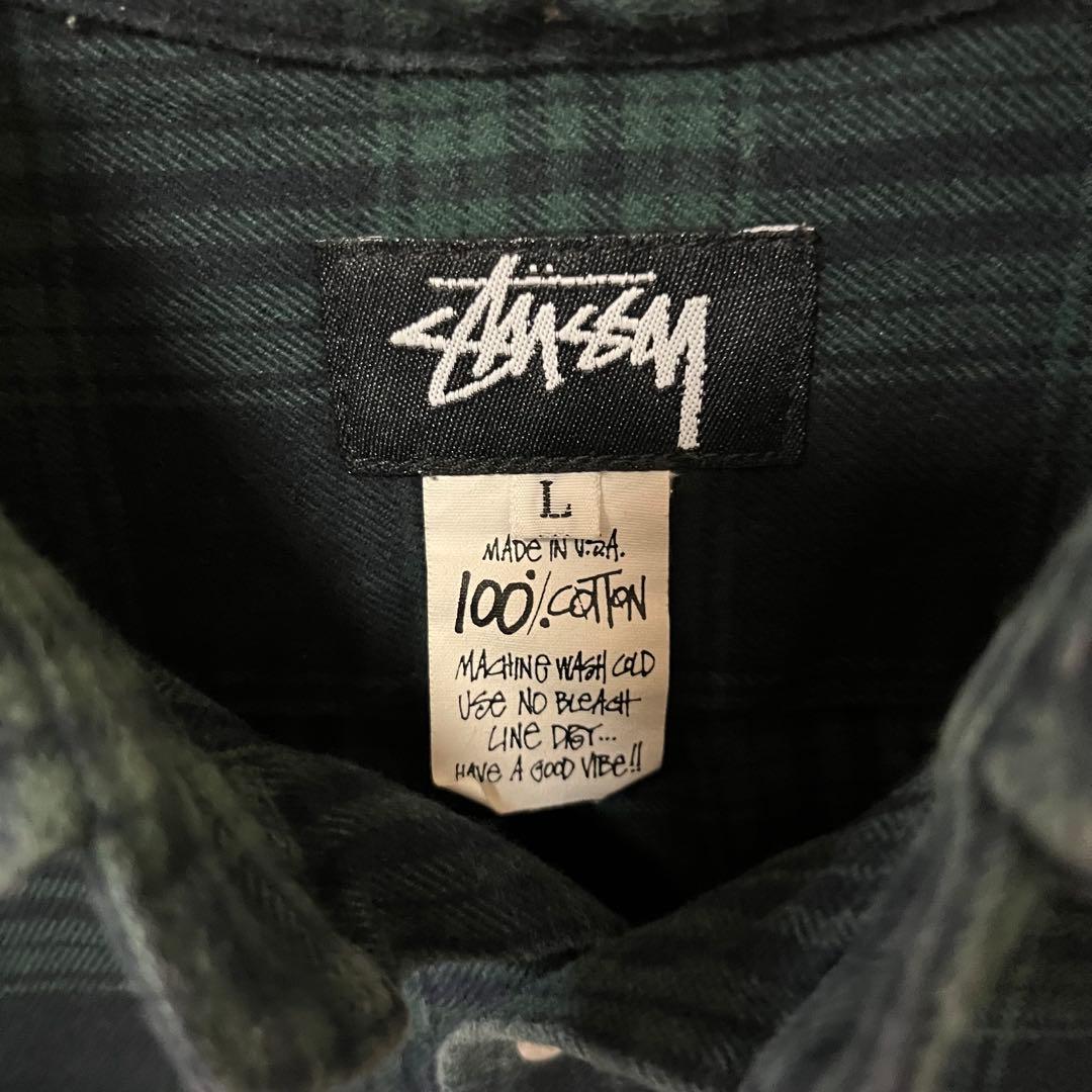 80S USA製 OLD STUSSY 黒タグ ブラックウォッチ ネルシャツ L - メルカリ
