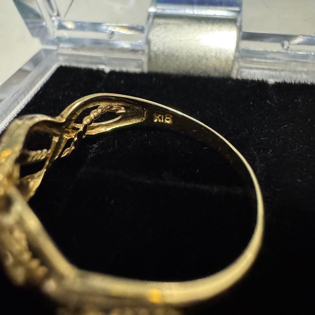 K18 リング イエローゴールド 18金 約11号 1.6g ダイヤモンド