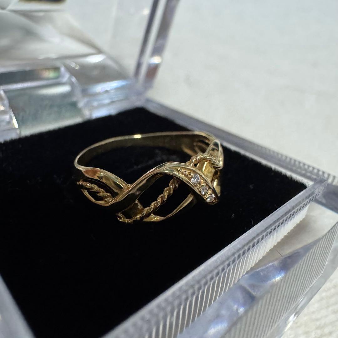 K18 リング イエローゴールド 18金 約11号 1.6g ダイヤモンド