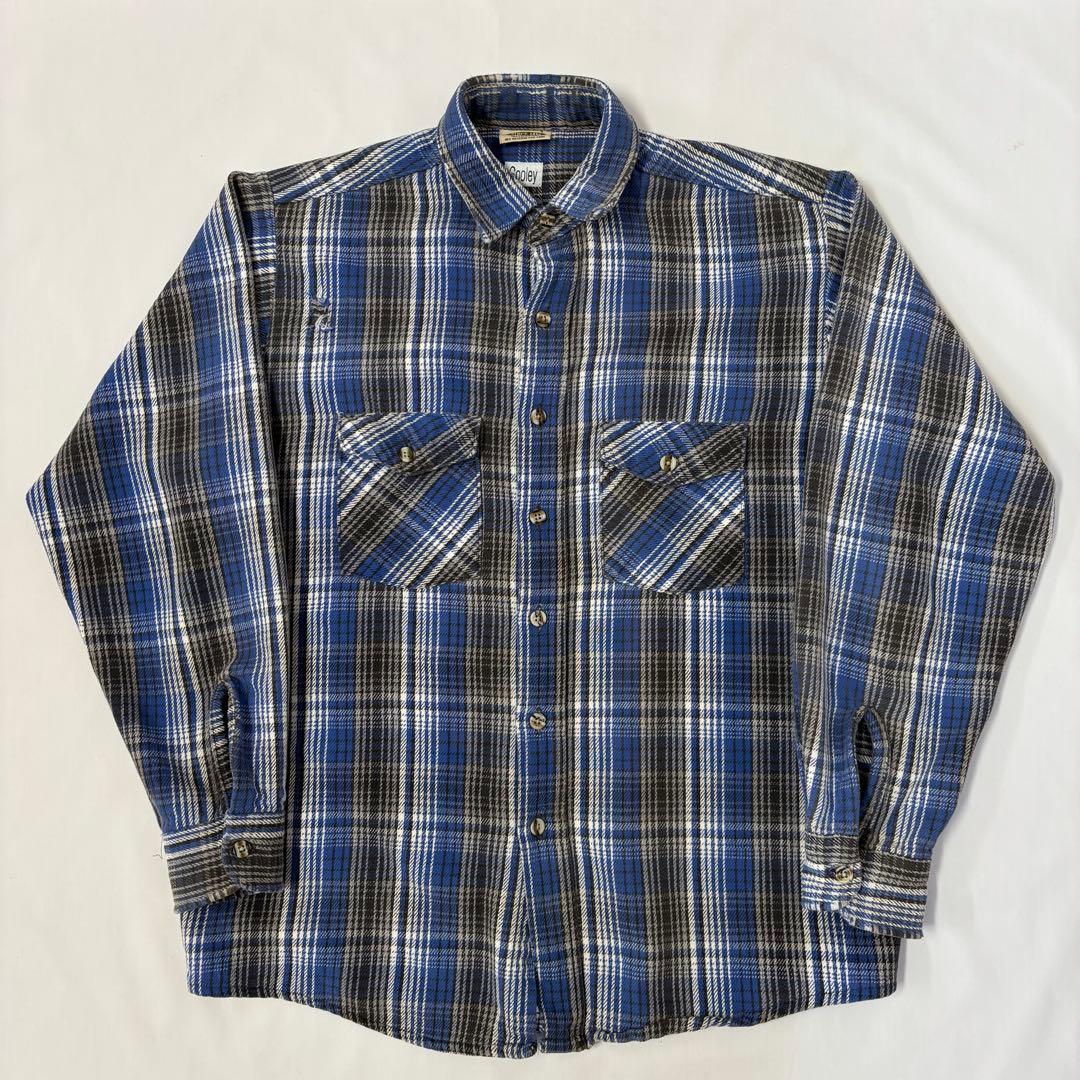 90s USA製 FIVEBROTHER フランネルシャツ メンズ M L 古着 90s USA製 FIVE BROTHER 好配色 ブルー × ブラック チェック