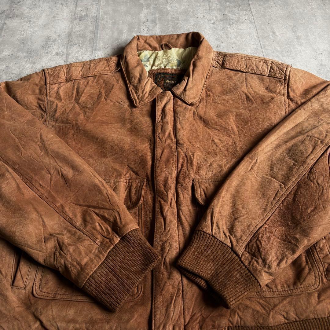 90s vintage】A-2 フライトジャケット レザーブルゾン 短丈 本革