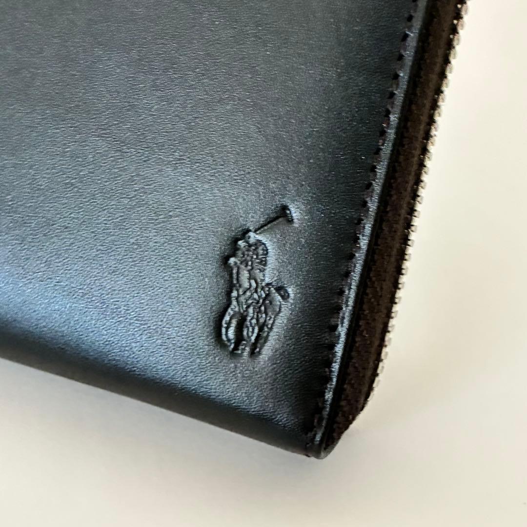 新品 ポロラルフローレン長財布 ラウンドジップ長財布 ダークブラウン