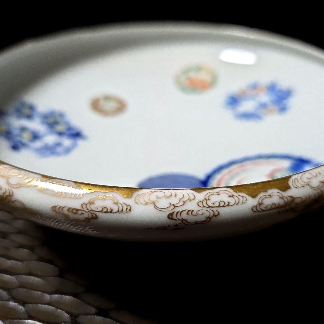 深川製磁 希少 オールド深川 染錦花丸紋 高台鉢 菓子鉢 盛り鉢