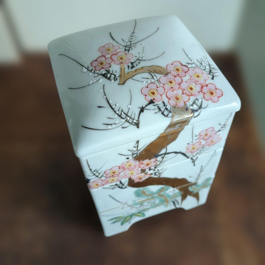 骨董 段重箱 陶器 松竹梅 三段重 アンティーク 物入 おせち - メルカリ