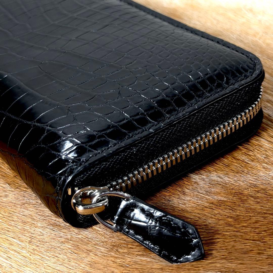 新品 JRA 定18万 最高峰 無双 クロコダイル ポロサス 長財布 桐箱付 黒
