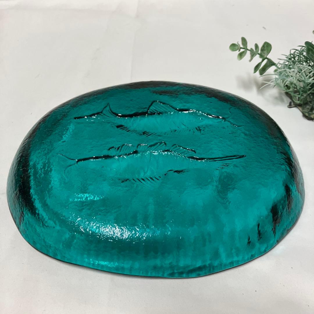 新品 青彩双魚文楕円皿 河上恭一郎 ガラス皿 魚 グリーン - メルカリ