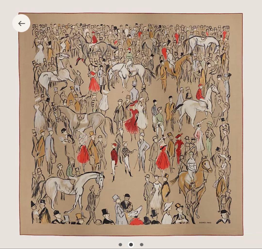 新品　エルメス　カシシル　カレジェアン　 《パドック》カシミヤ　バンダナ　140