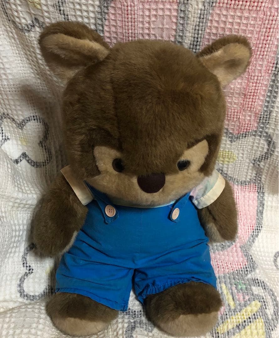 昭和レトロ　ヴィンテージ メーカー名不明　アライグマ　ぬいぐるみ　中古品