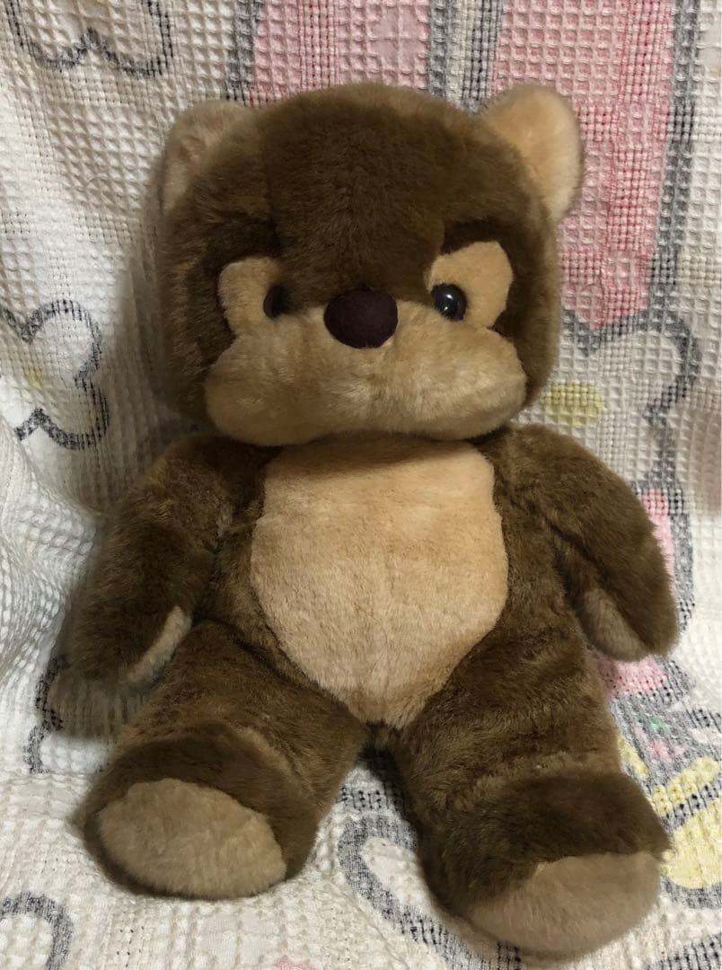 昭和レトロ　ヴィンテージ メーカー名不明　アライグマ　ぬいぐるみ　中古品