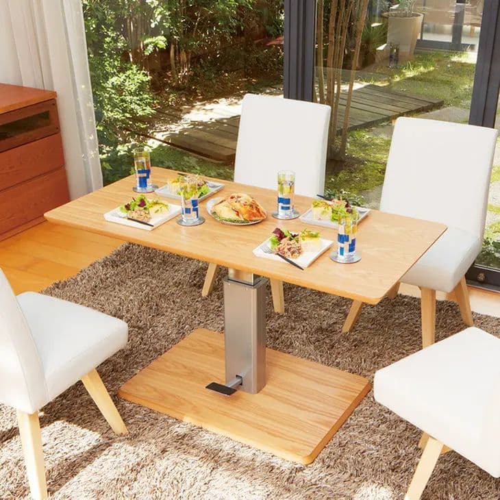 ［幅120cm］ 移動がしやすいキャスター付き昇降式テーブル　テーブルマット付き 幅120cm］ 移動がしやすいキャスター付き昇降式テーブル ディノスANAmall店