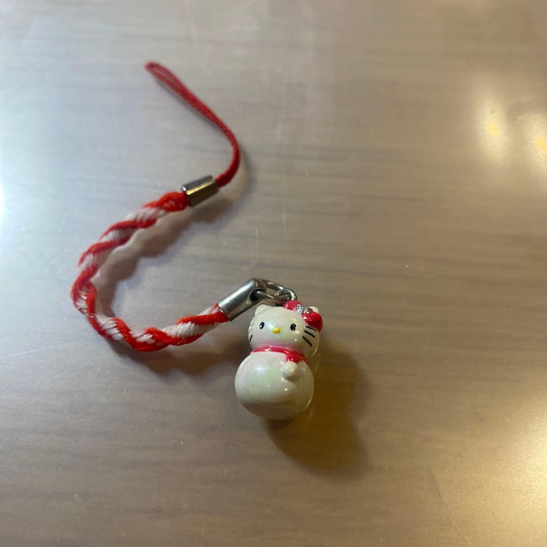 ハローキティ 2005 winter 冬 雪だるまバージョン 根付 ストラップ
