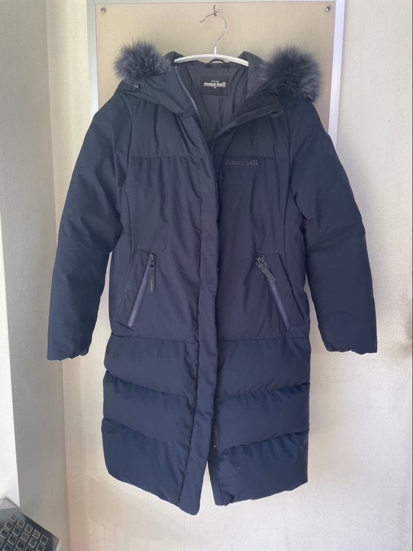 mont-bell ネイビー フード付き ロングダウンジャケット mont-bell フード付きダウンジャケット ネイビー モンベル Sサイズ