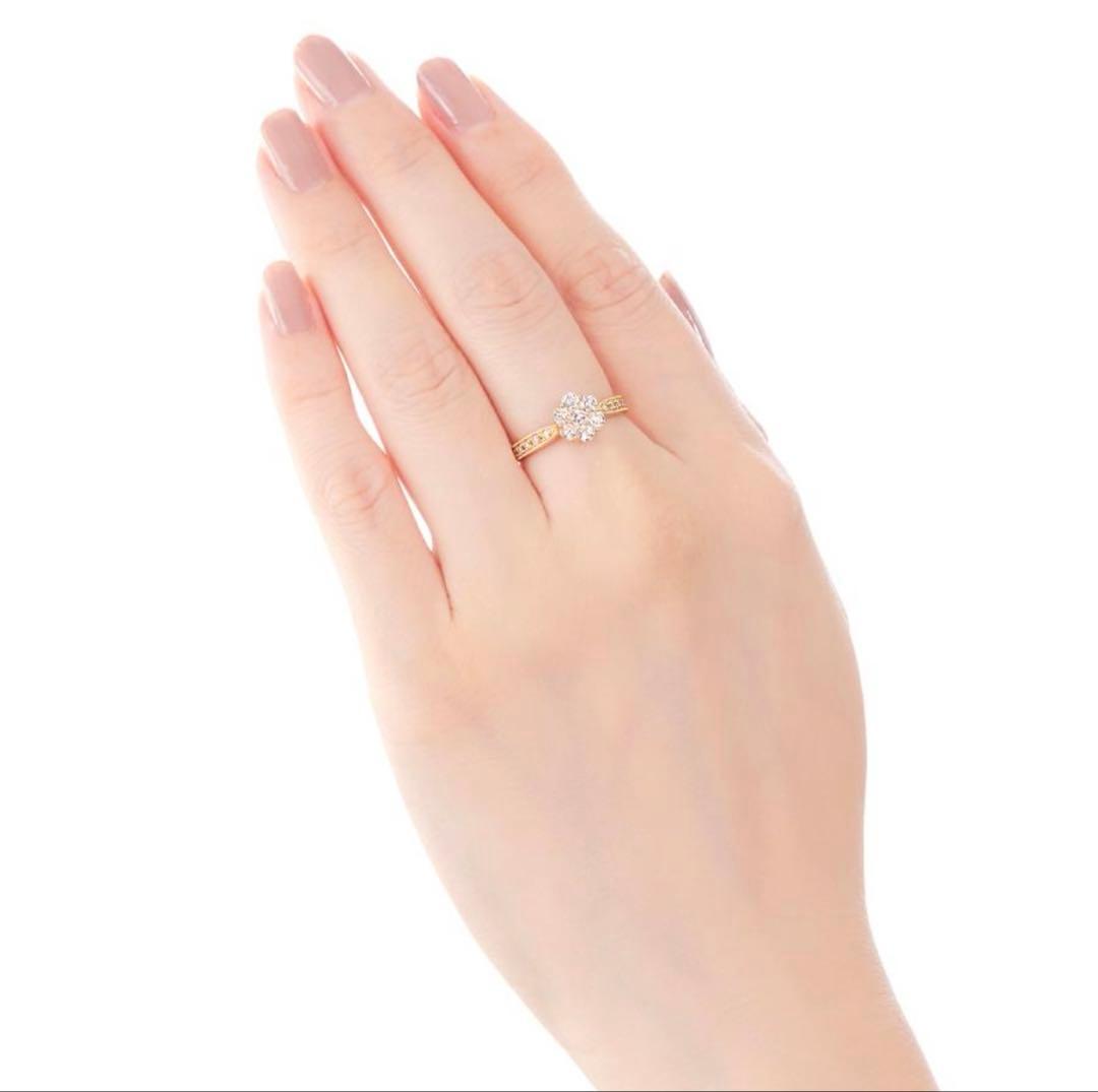 【定価15万】ジュエリーツツミ k18 ダイヤモンドフラワーリング 0.5ct