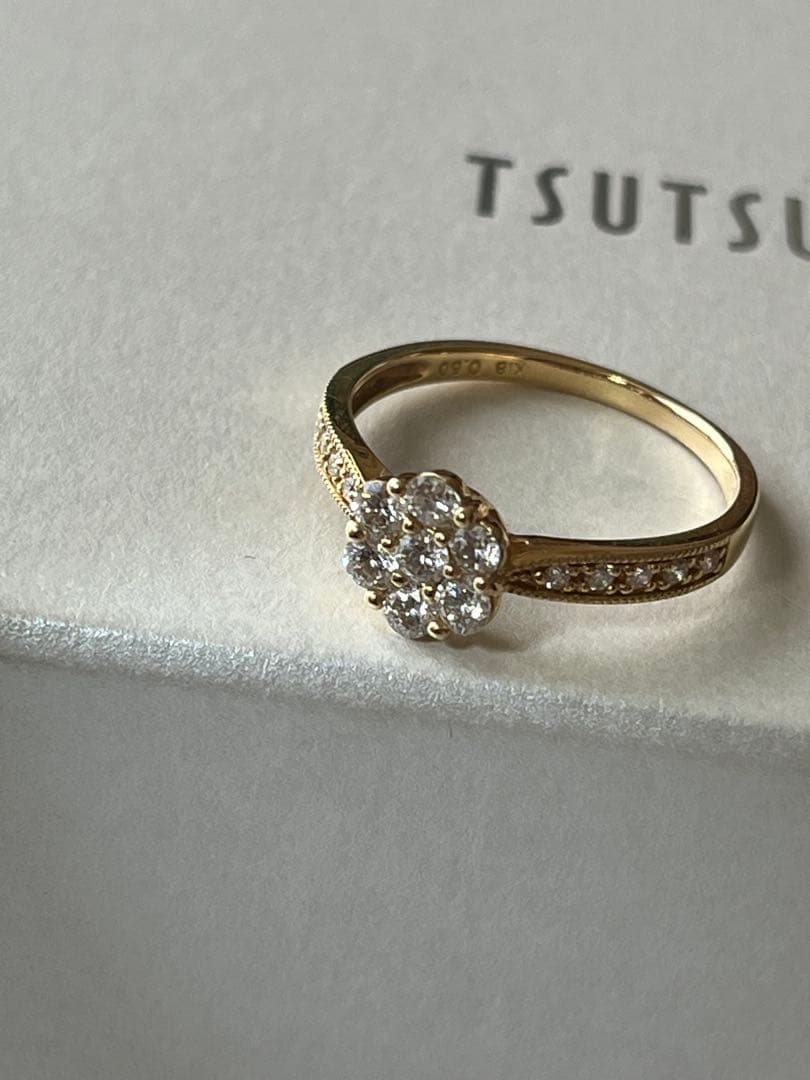 【定価15万】ジュエリーツツミ k18 ダイヤモンドフラワーリング 0.5ct