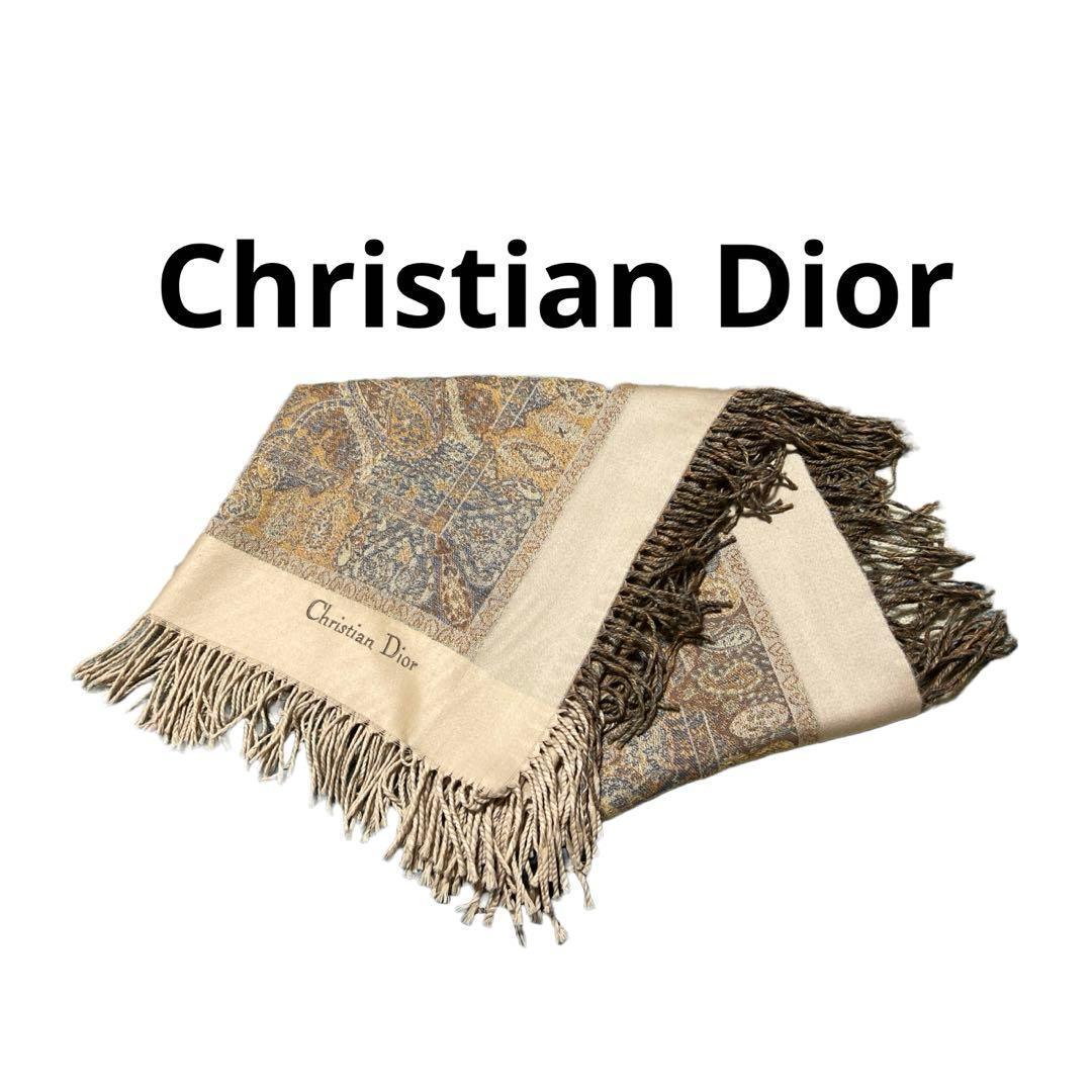 Christian Dior ディオール 大判 特大 ストール ベージュ 総柄 - メルカリ
