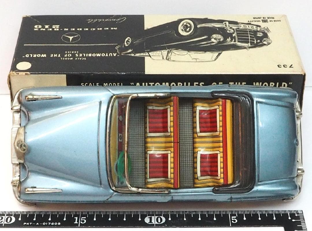 萬代屋【メルセデス ベンツ219コンバーチブル水色】ブリキ【箱付】tin car