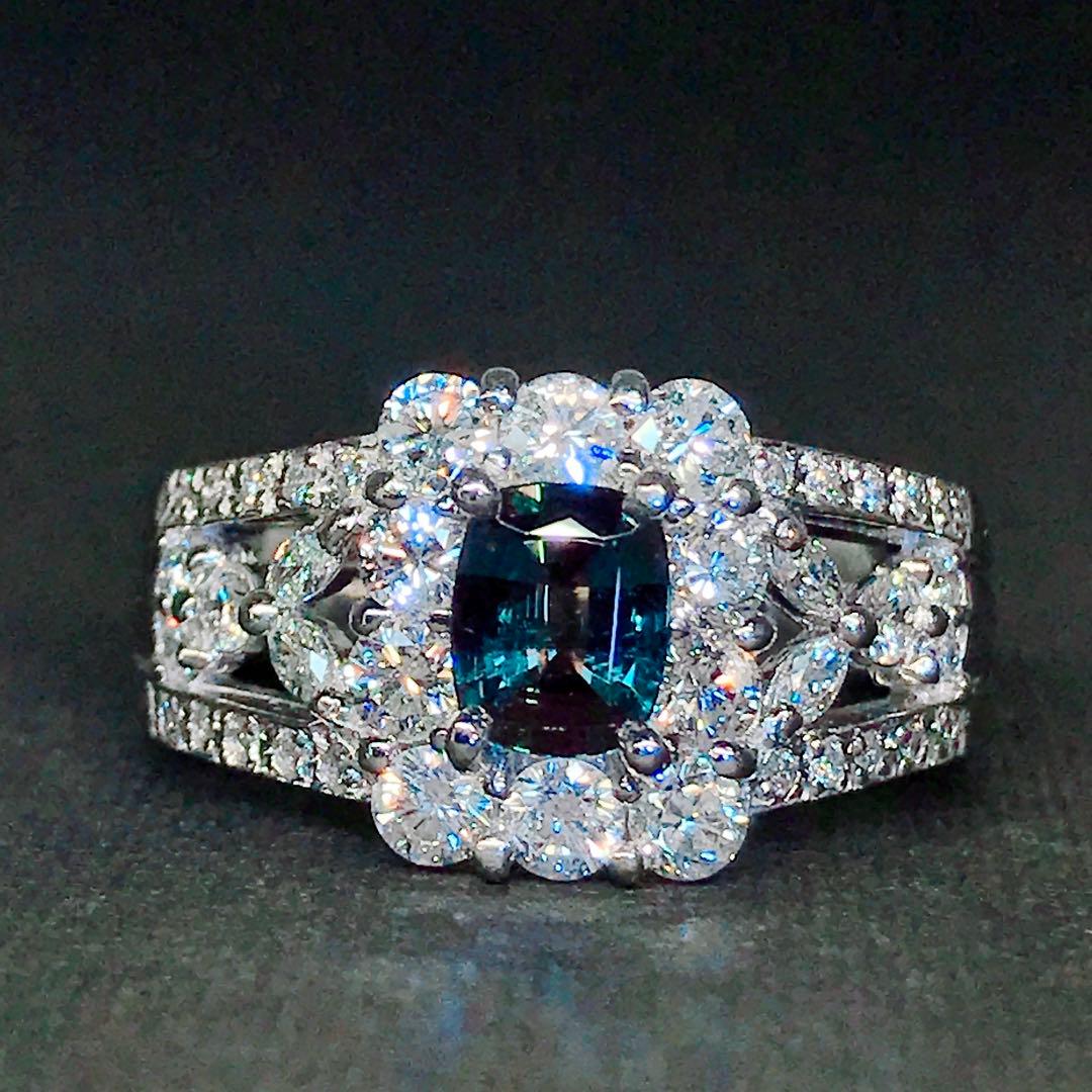 アレキサンドライト 0.60ct ダイヤモンド 1.00ct リング PT900