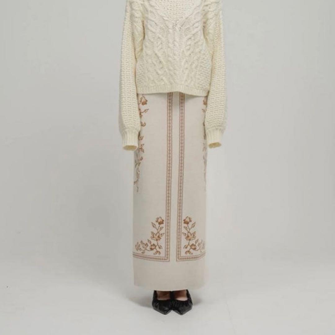 Eaphi scarf motif knit skirt(ivory) - メルカリ