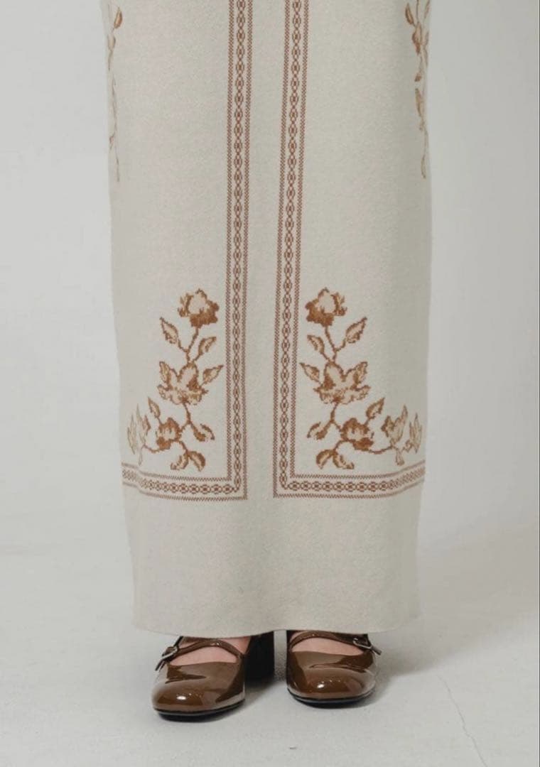 Eaphi scarf motif knit skirt(ivory) - メルカリ