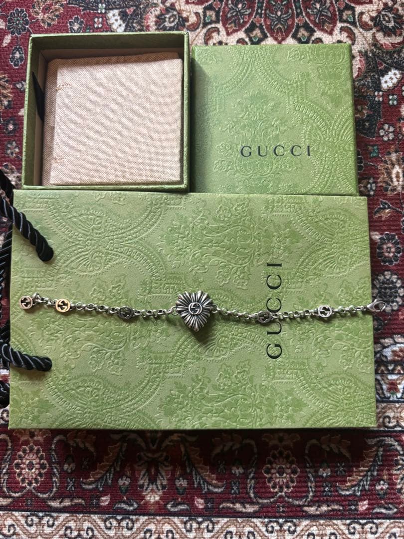 新品 GUCCI インターロッキングG ハート ブレスレット Ag925 16 - メルカリ