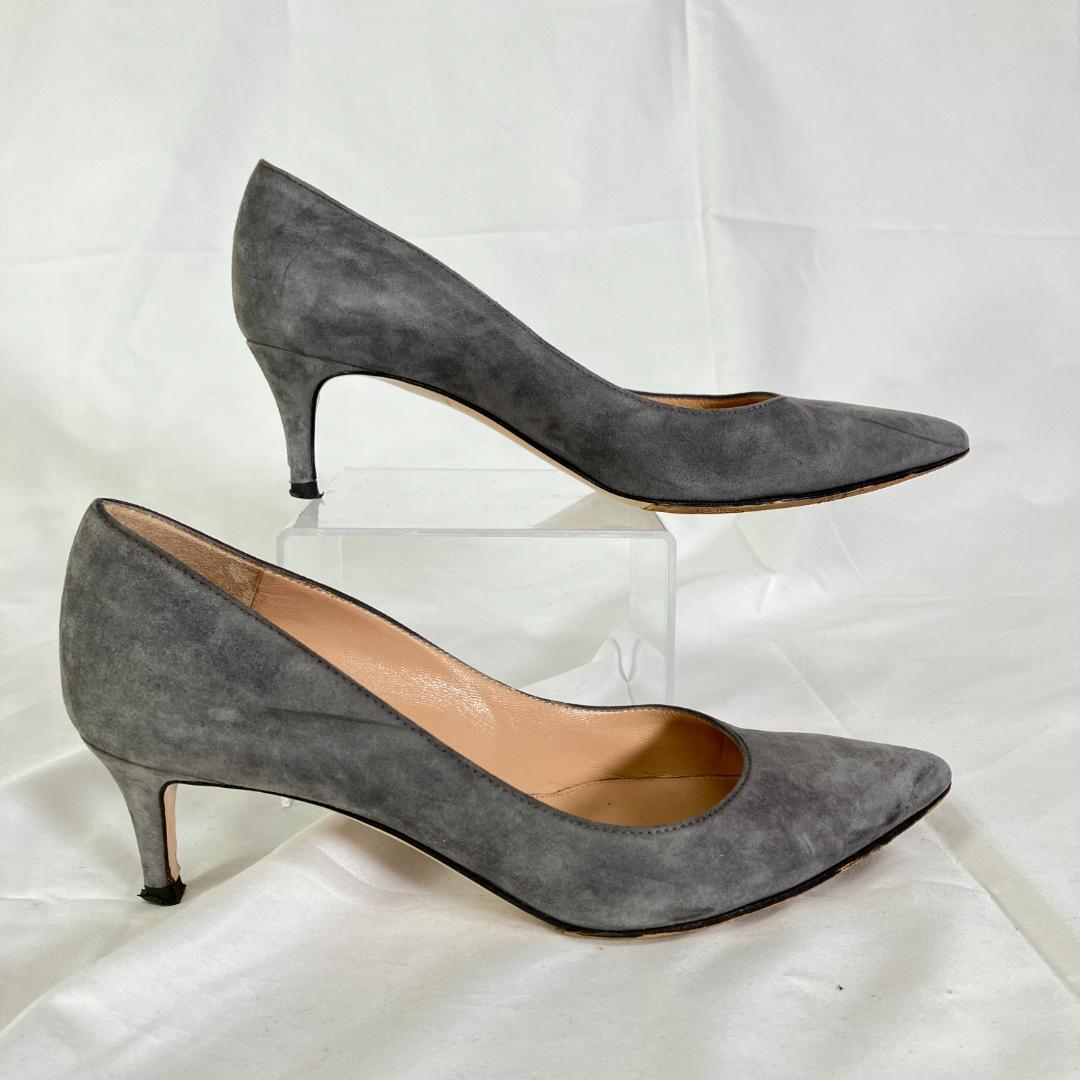 ジャンヴィトロッシ スエード ポインテッドトゥ パンプス グレー　22.5cm