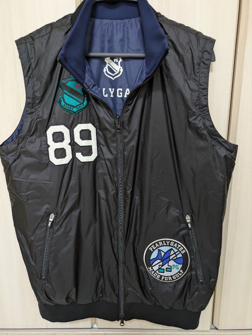 パーリーゲイツ 4WAY 中綿ジャケット リバーシブル 紺＆黒 サイズ6 美