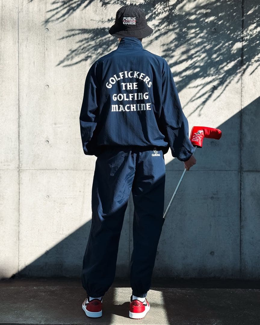 ゴルフィッカーズ ナイロン　トレーニングセットアップ Navy XL ジャージ メンズ 上下 セットアップトラックスーツ レディース