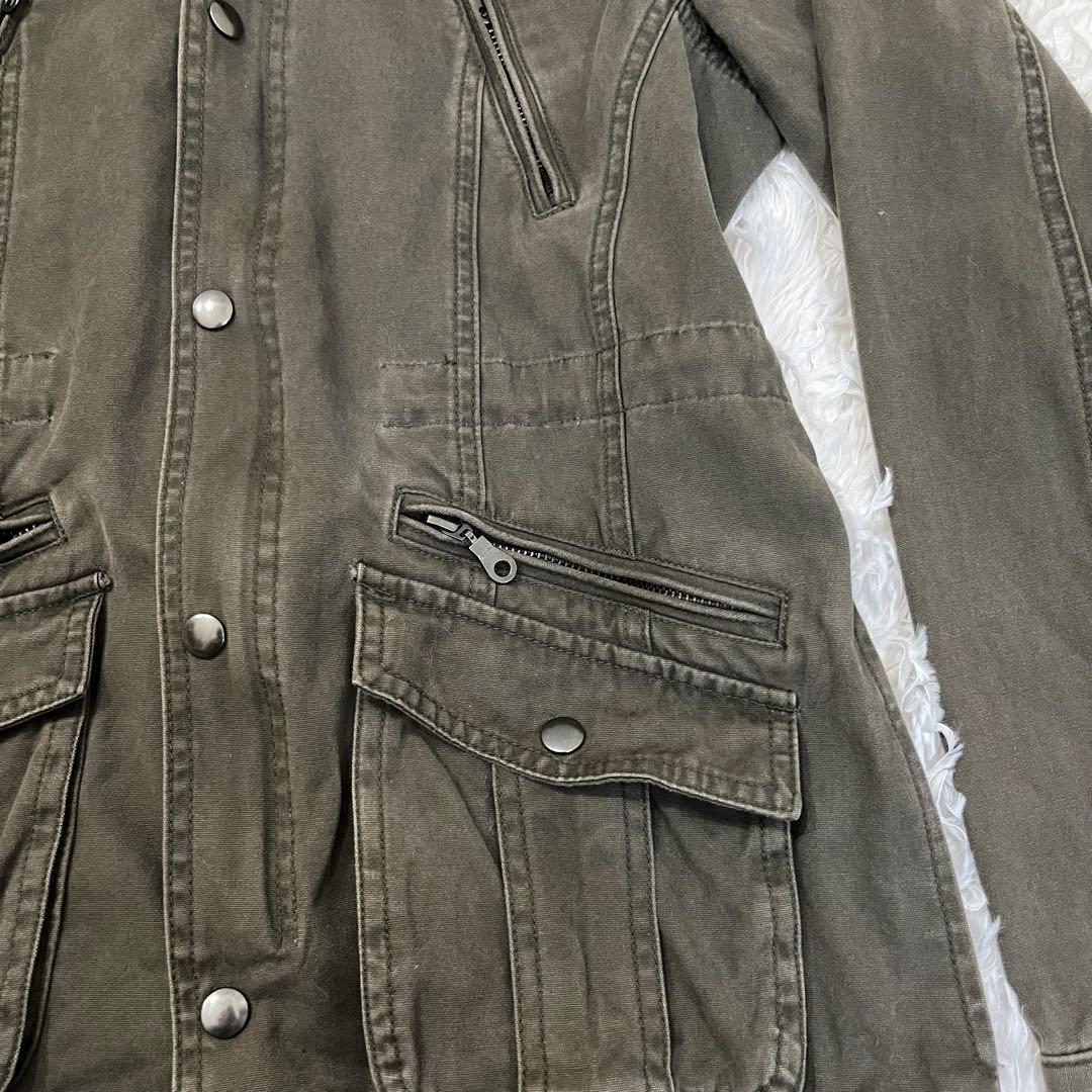 Y2K ミリタリージャケット カーキ フード グランジ 平成ギミックgrunge