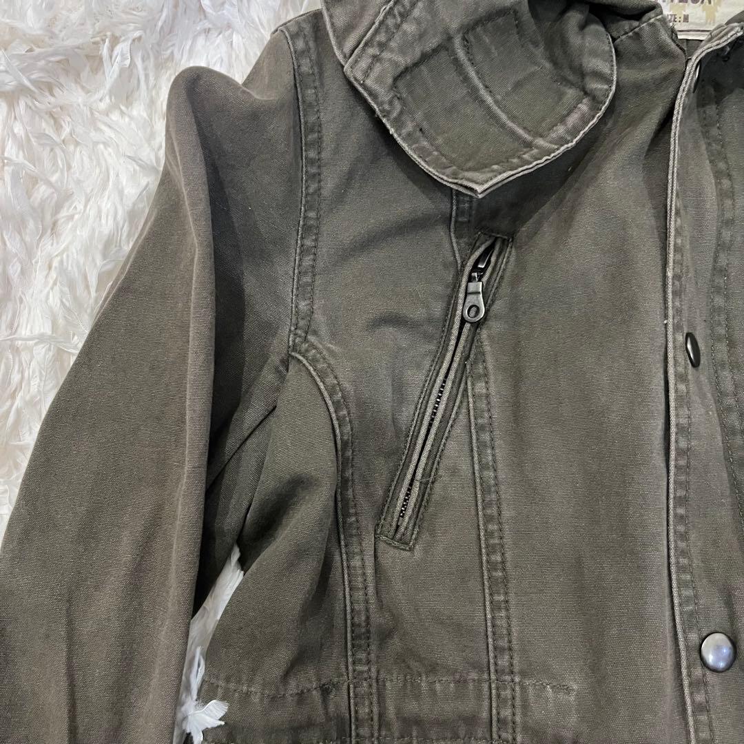 Y2K ミリタリージャケット カーキ フード グランジ 平成ギミックgrunge