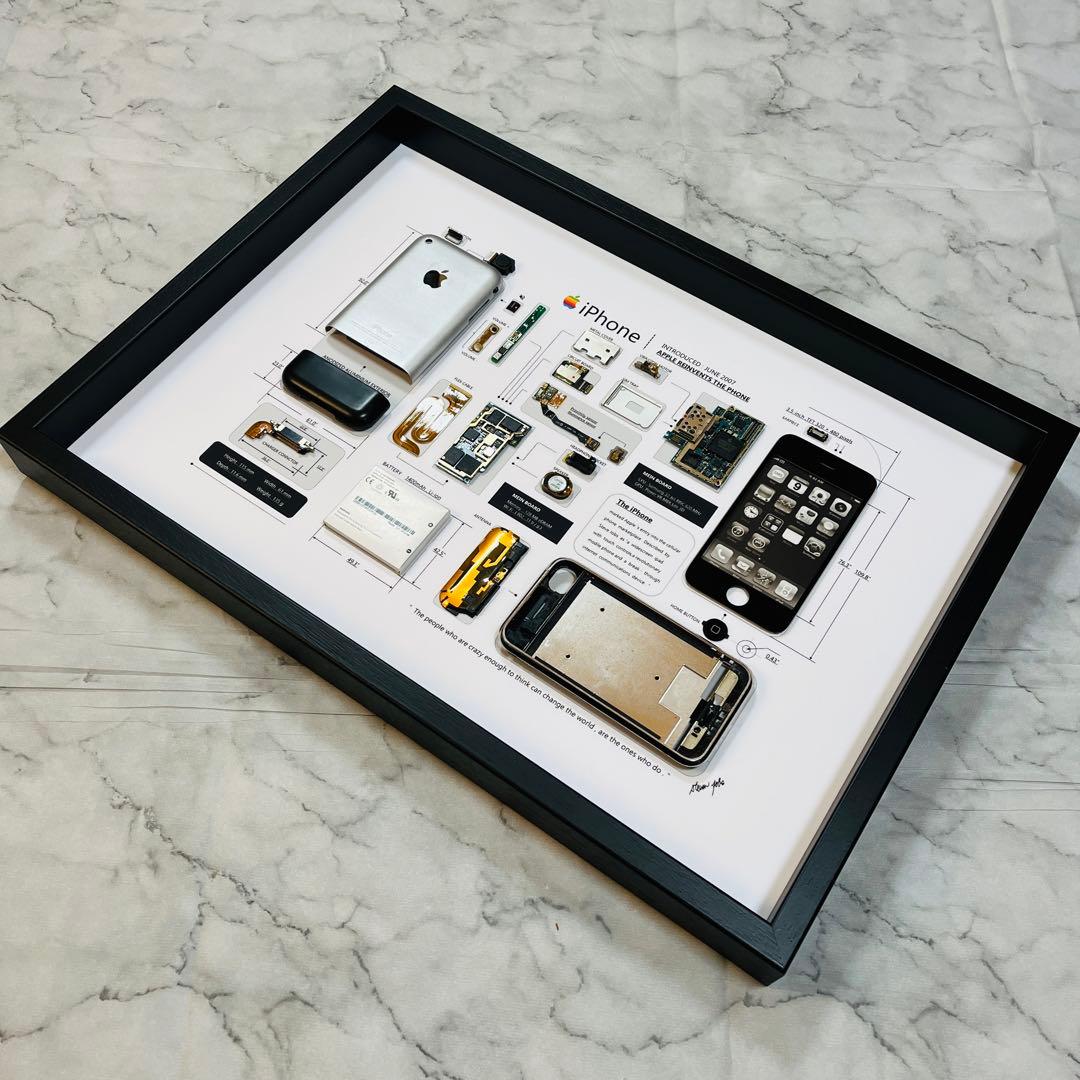 プレミアム端末】 iPhone 2G 標本アート 高級木製ボックスフレーム仕様