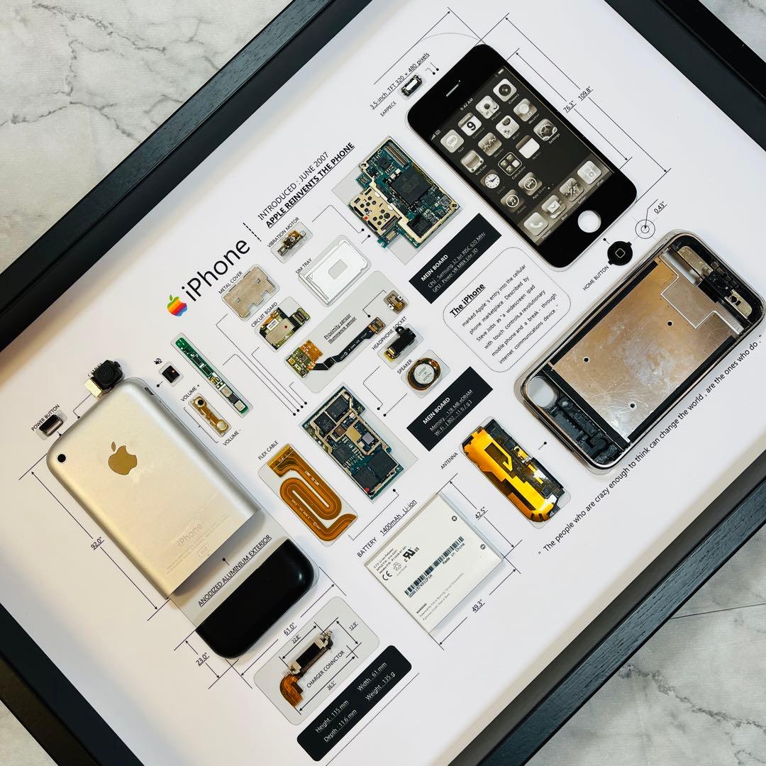 プレミアム端末】 iPhone 2G 標本アート 高級木製ボックスフレーム仕様