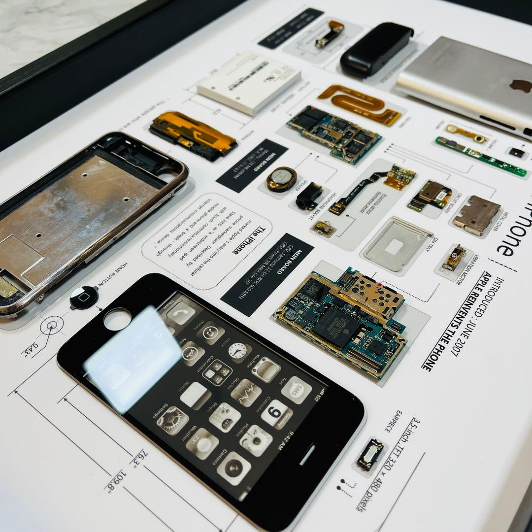 プレミアム端末】 iPhone 2G 標本アート 高級木製ボックスフレーム仕様