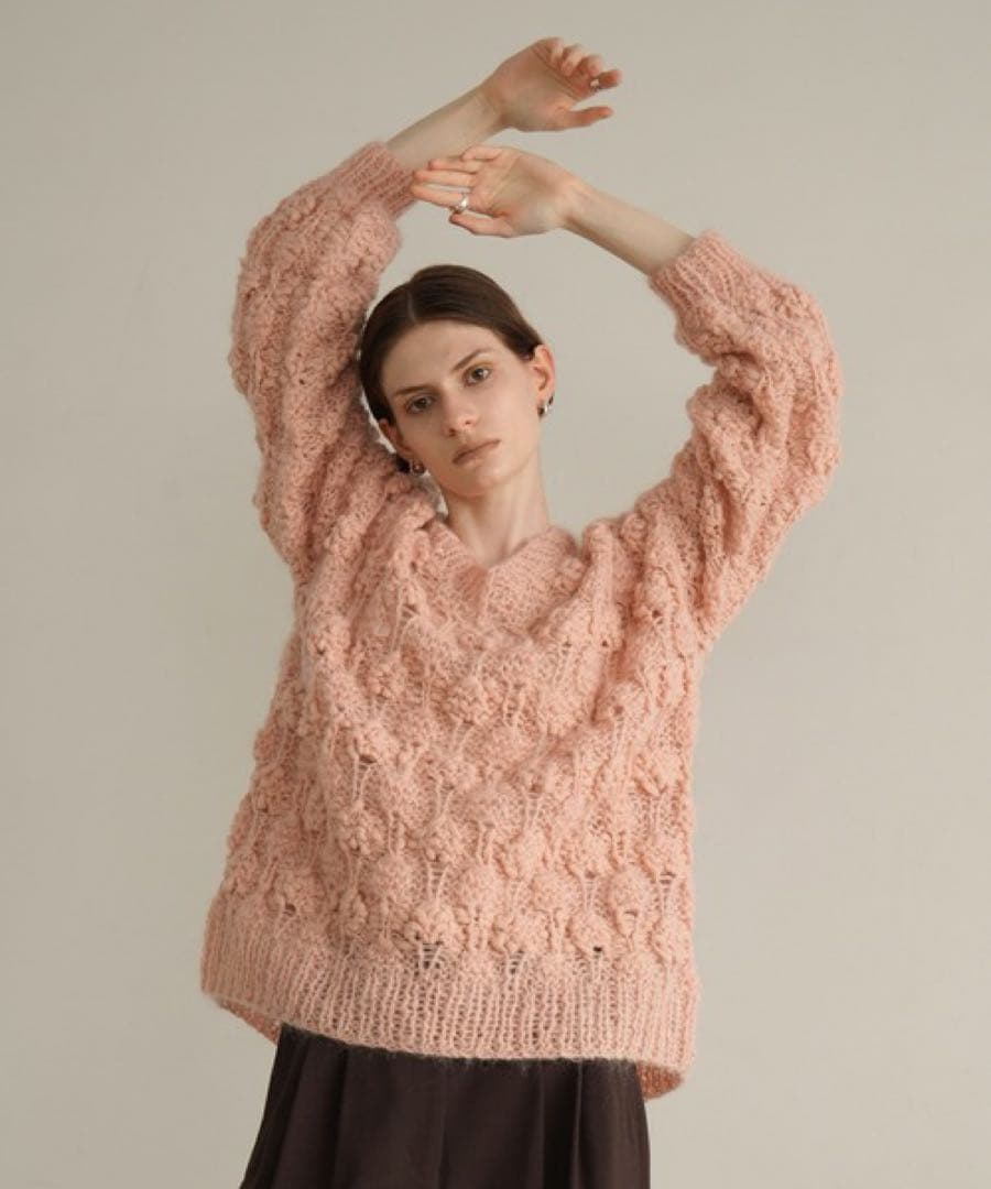 CLANE BUMPY OVER V NECK KNIT TOPS - メルカリ