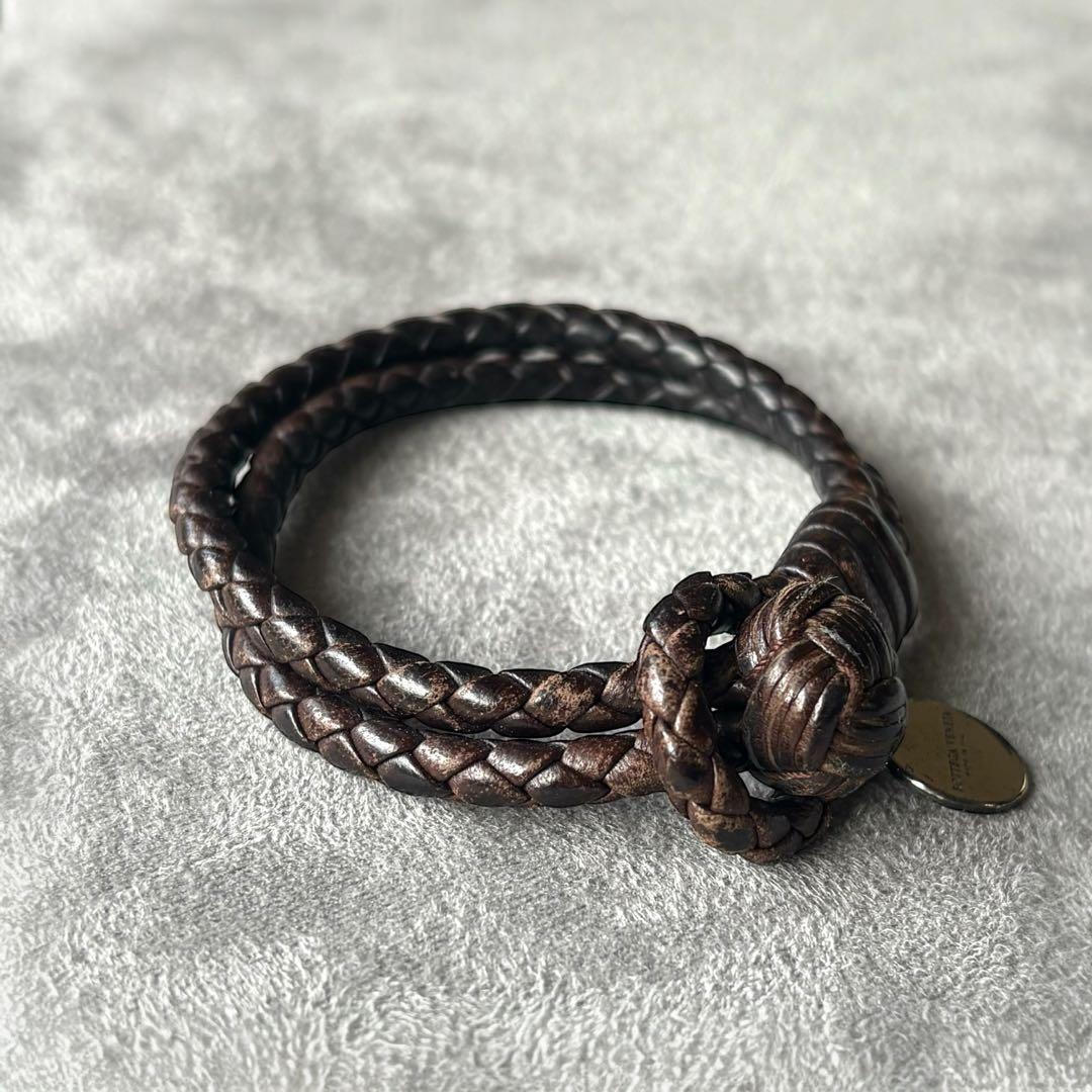 bottega veneta イントレチャート レザーブレスレット 925 刻印 - メルカリ