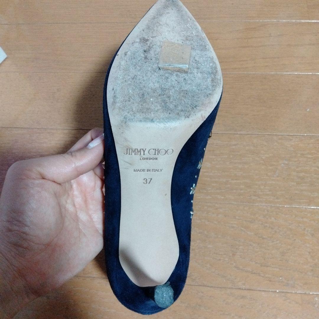 最終お値下げ☆ジミーチュウ スタッズ付きネイビーパンプス - メルカリ