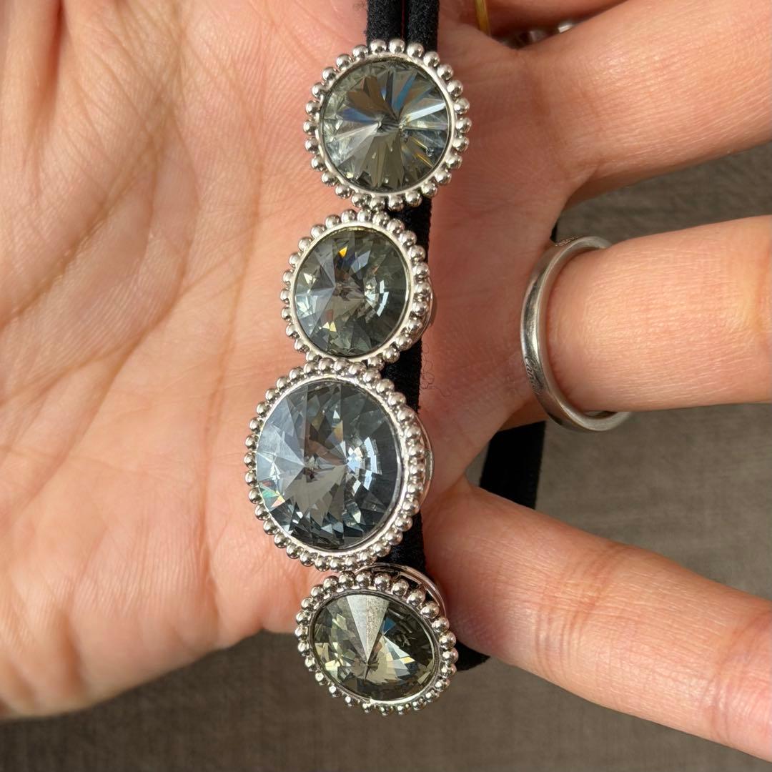 コンプレックスビズ レディアリーストーンポニー グレー ヘアゴム