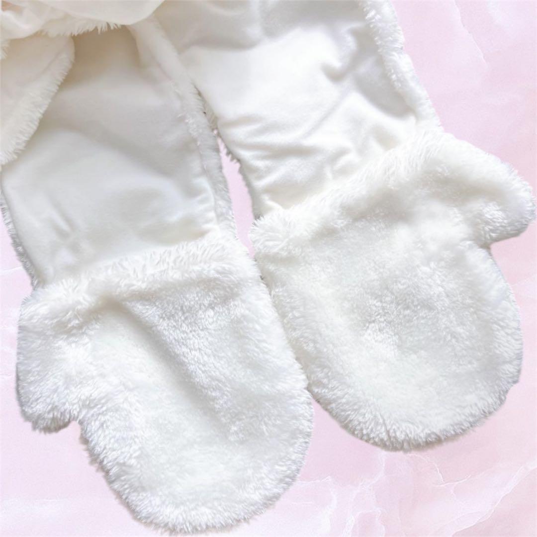 ミニー　マフラーファンキャップ　2個セット　ペア　白　ピンクリボン　ディズニー