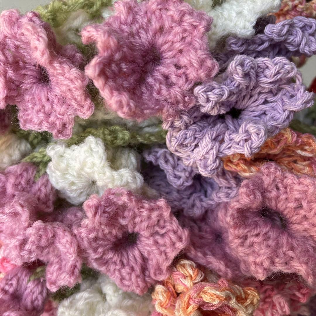 花束ブランケット ブーケブランケット ピンク 毛糸編み物 推し活 結婚