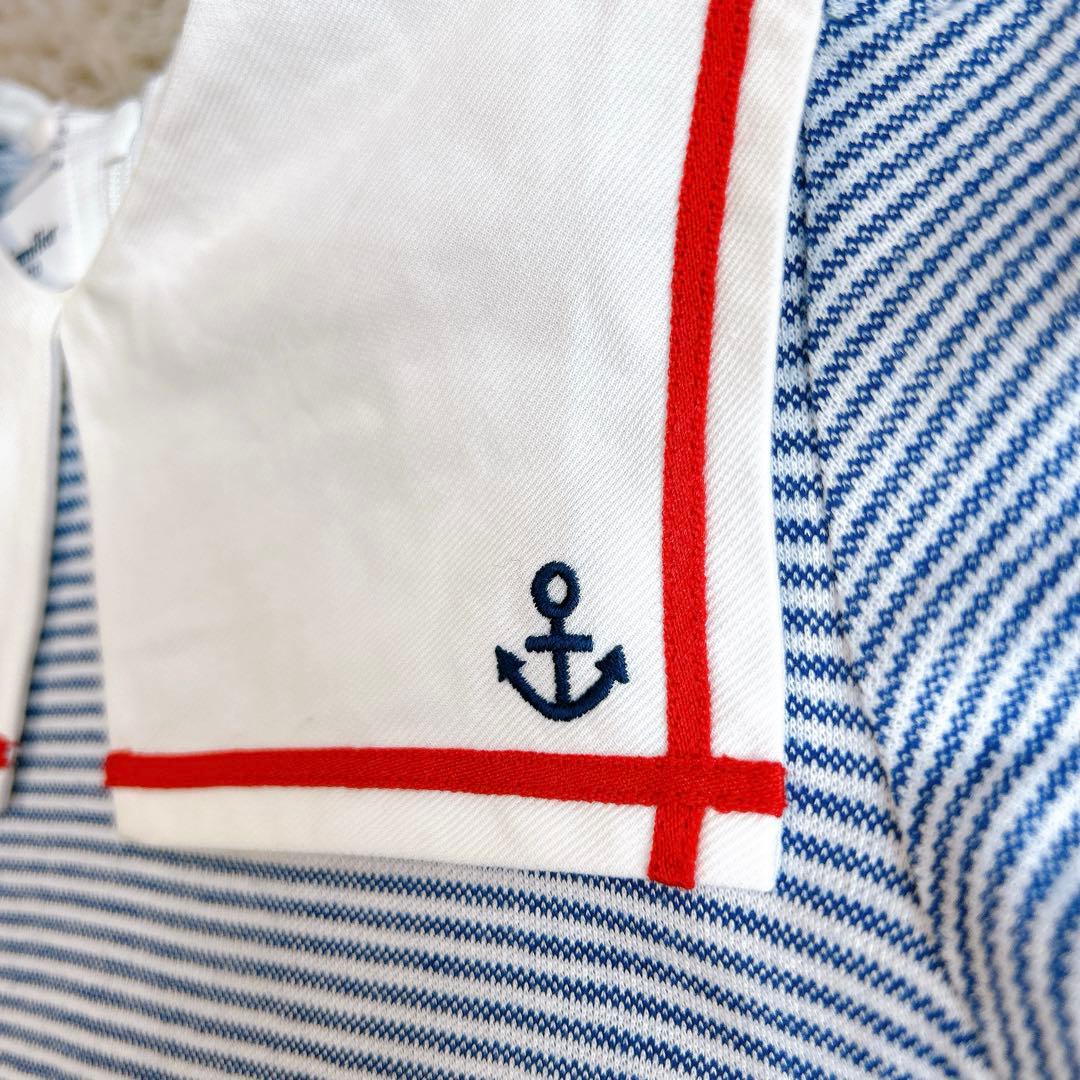 美品 familiar ファミリア 半袖マリンワンピース ブルー ボーダー110