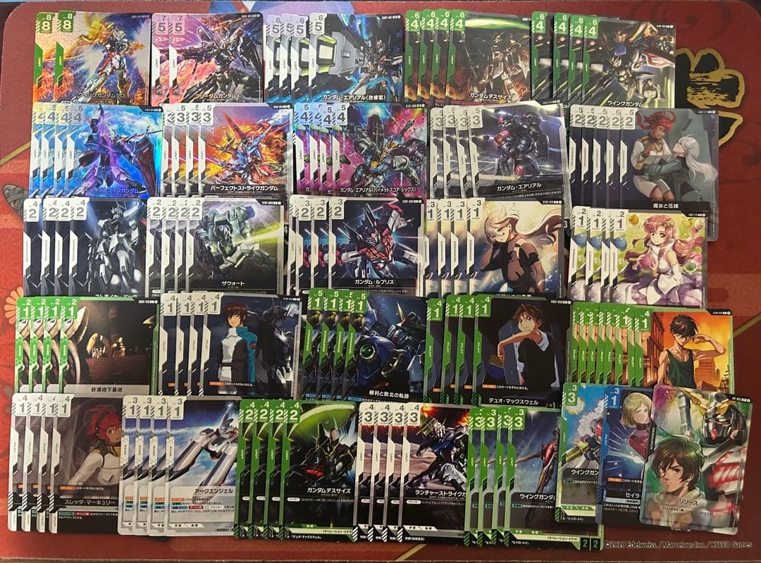 ガンダムカードゲーム　緑白　デッキセット 緑白ウイングデッキ リリースイベント優勝デッキ構築 パラレル含む高額