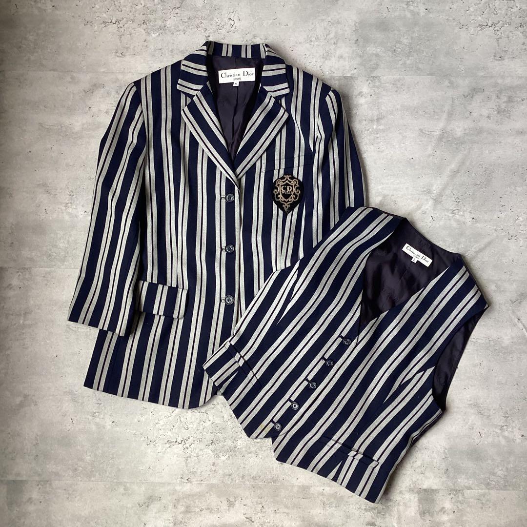ChristianDior ディオール　2ピース　ストライプ　ネイビー 中古・古着通販】Christian Dior (クリスチャン ディオール) 1B